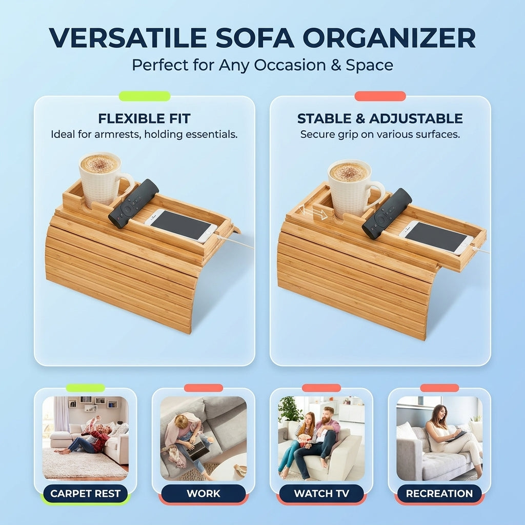 Bamboo Sofa Armrest Tray