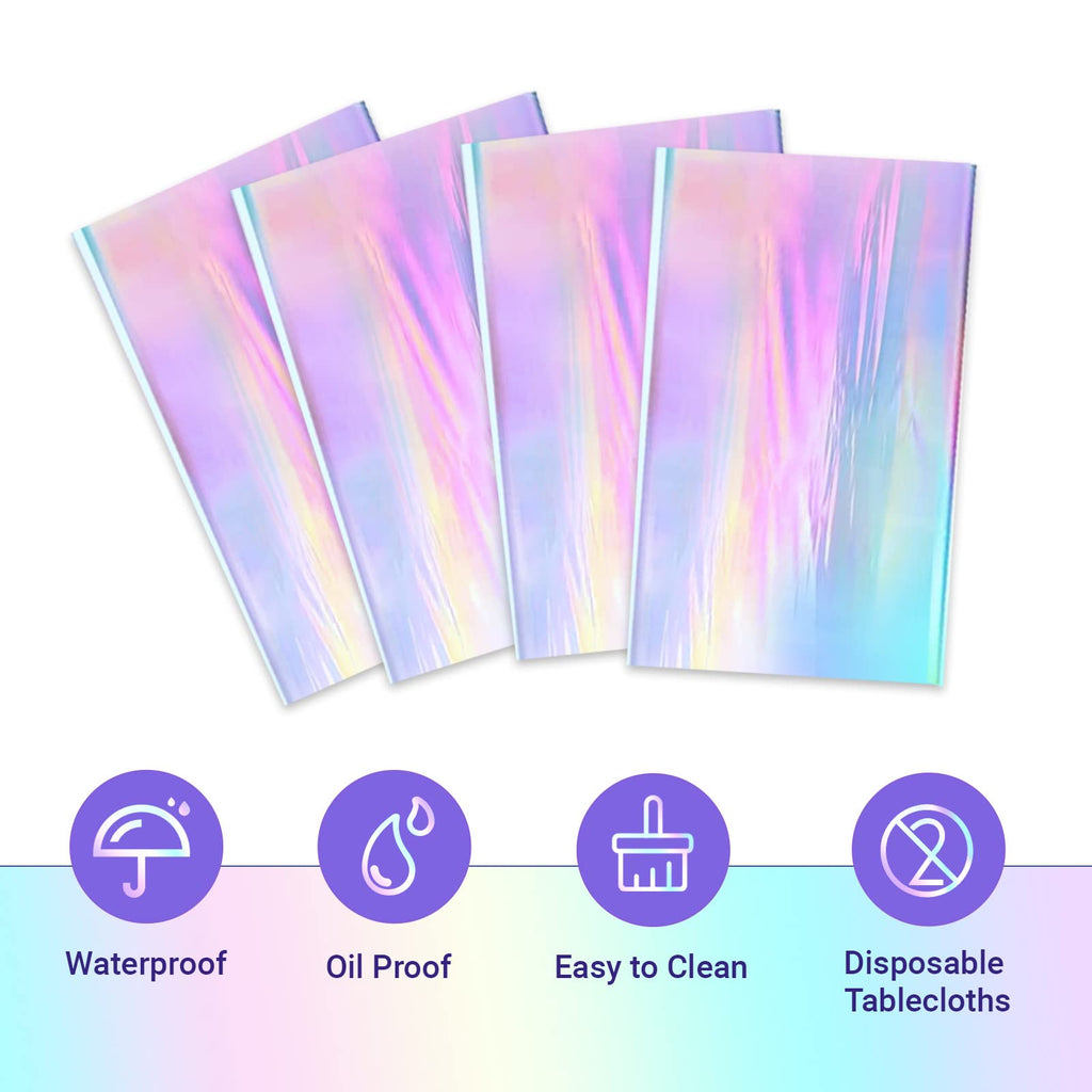 Holographic Rainbow Party Tablecloth (4 Pcs)