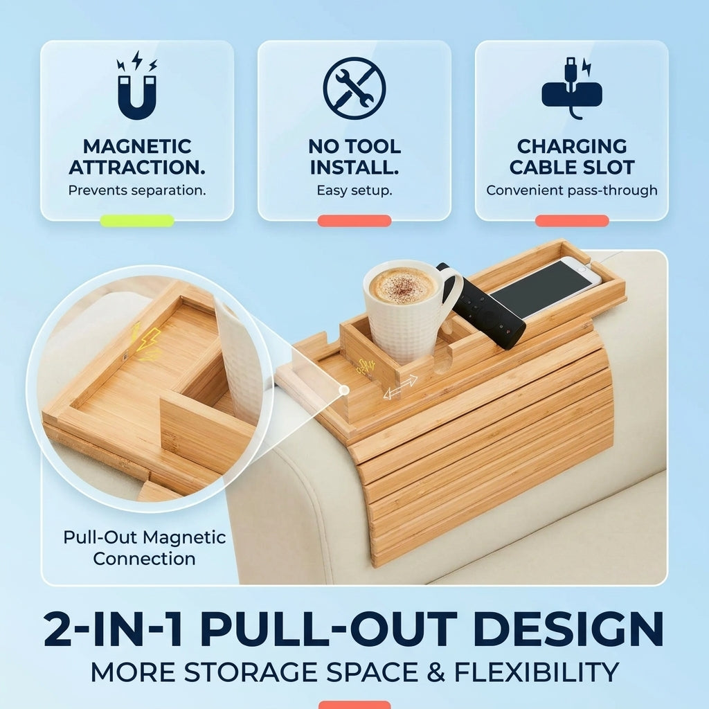 Bamboo Sofa Armrest Tray