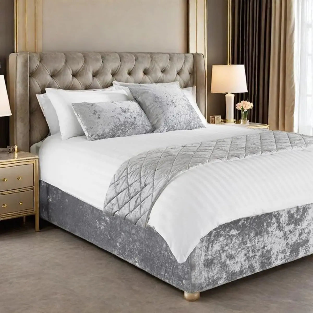 Crushed Velvet Wrap Bed Skirt