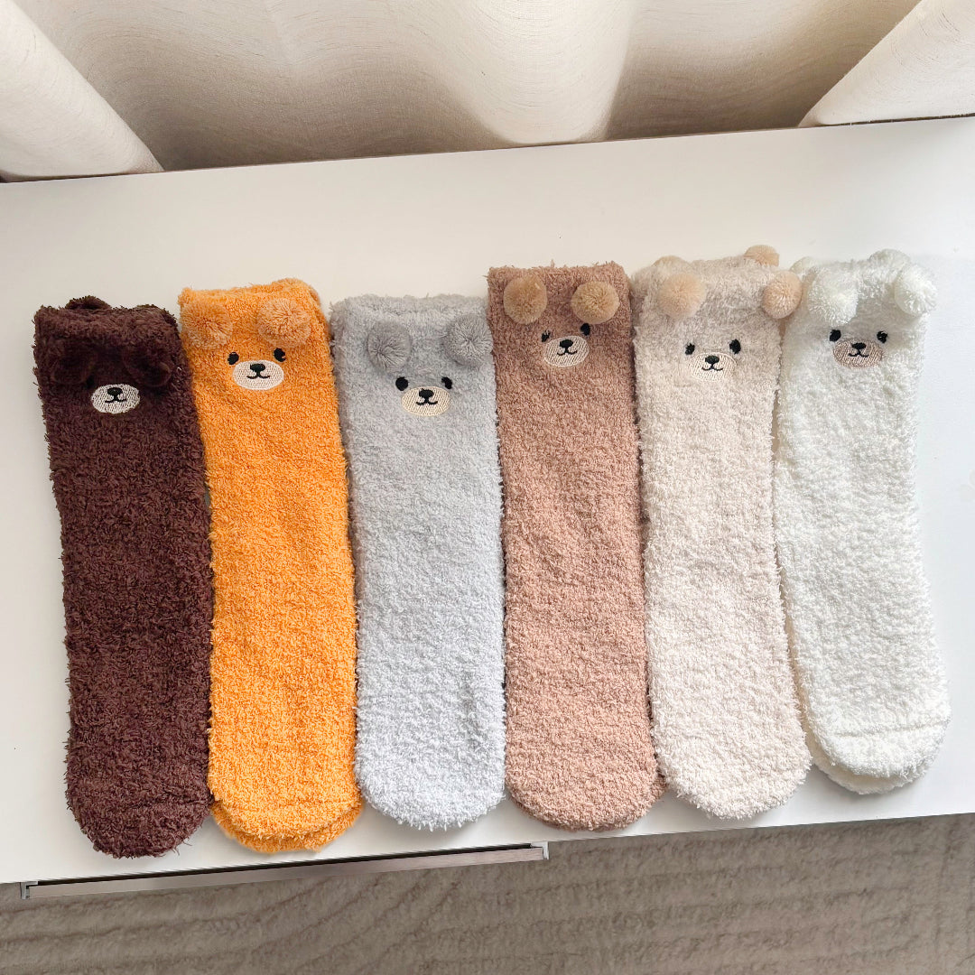 Teddy Bear Fuzzy Socks (2 Pairs)