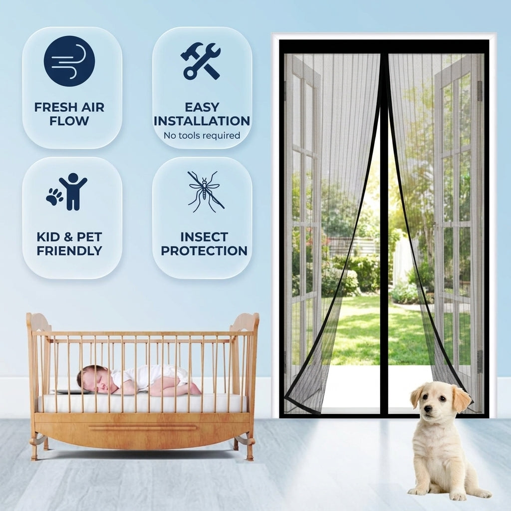 Magnetic Mesh Screen Door