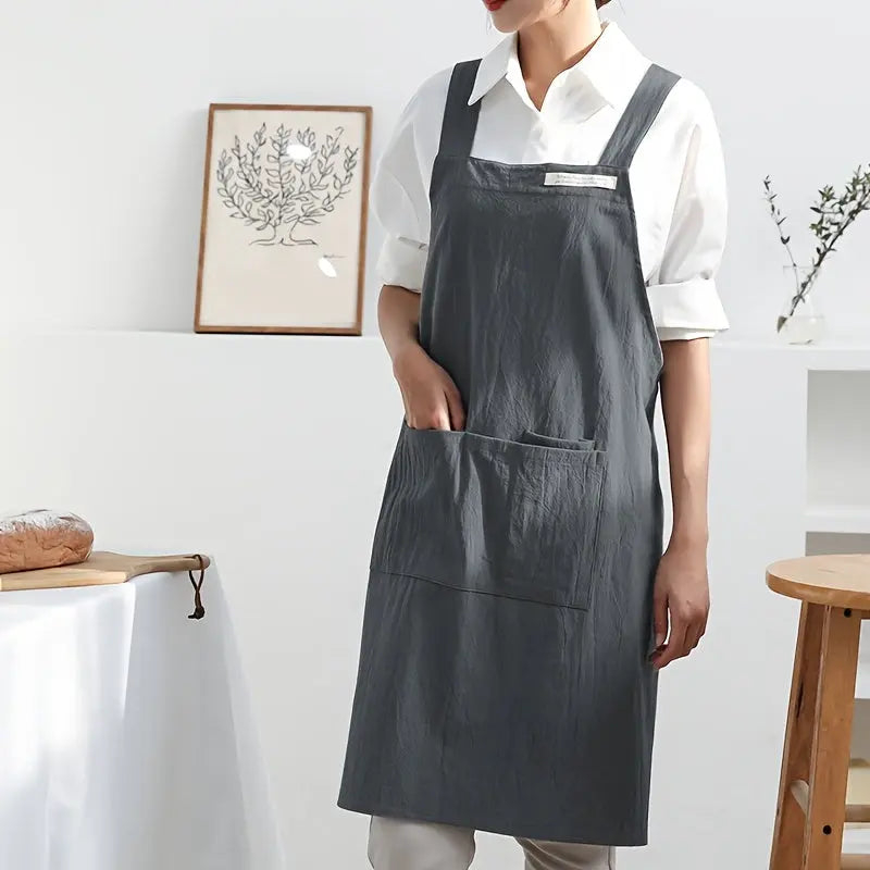 Cross Back Cotton Linen Apron
