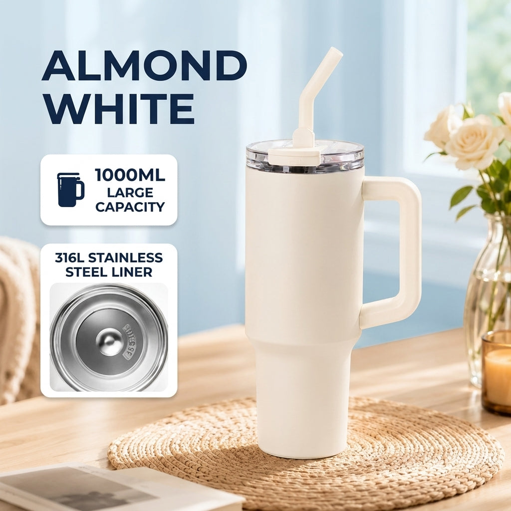 Tumbler with Handle and Straw