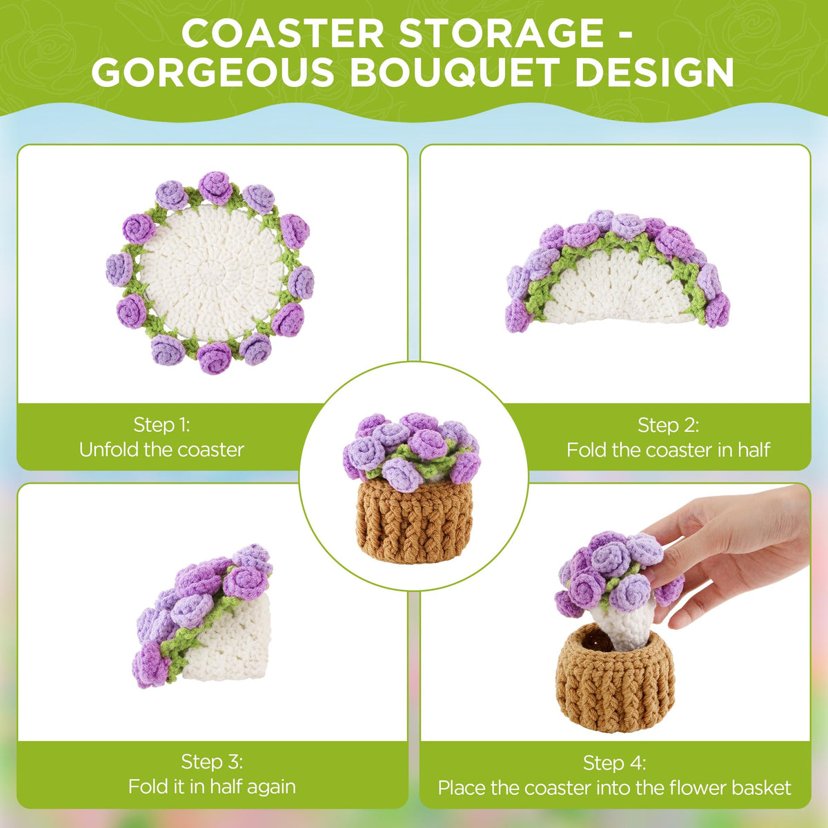 Rose Crochet Coasters