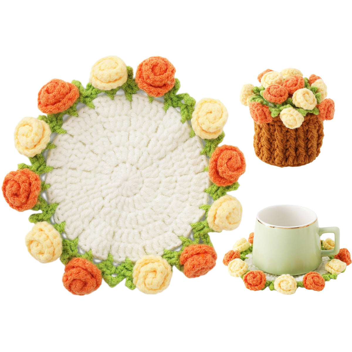 Rose Crochet Coasters