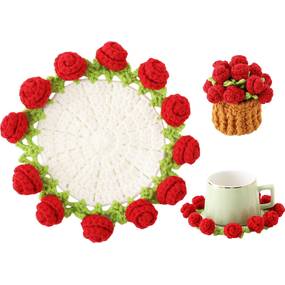 Rose Crochet Coasters