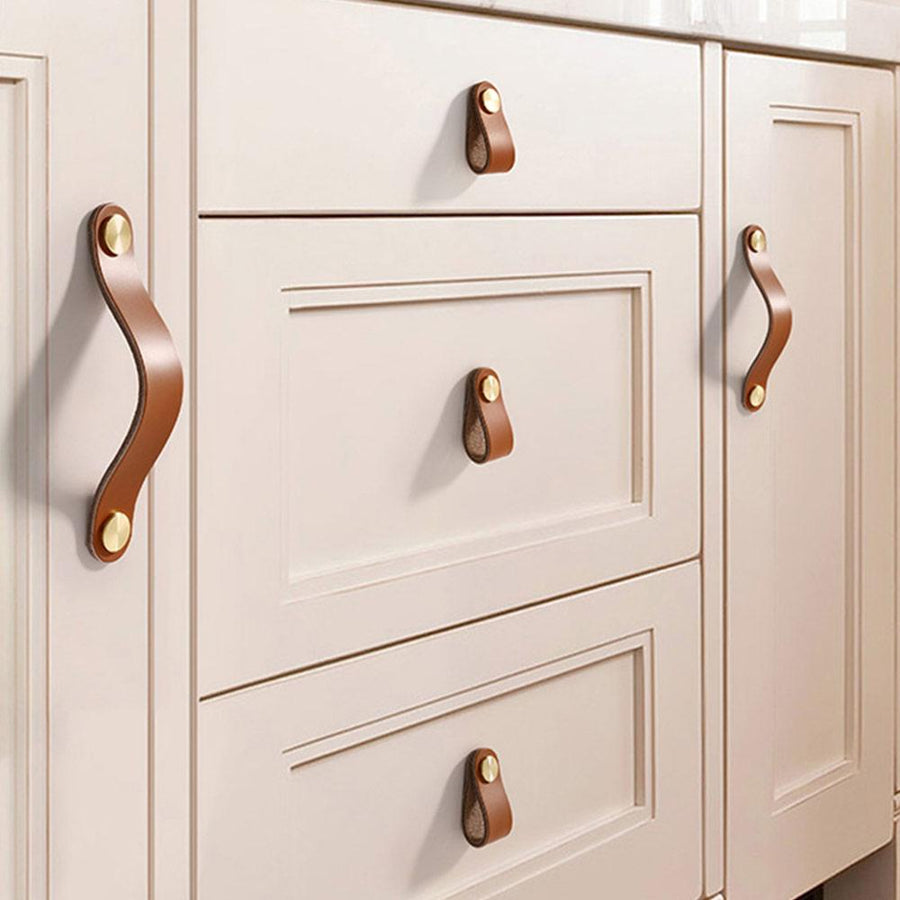 Faux Leather Cabinet Drawer Pulls (4 Pcs)