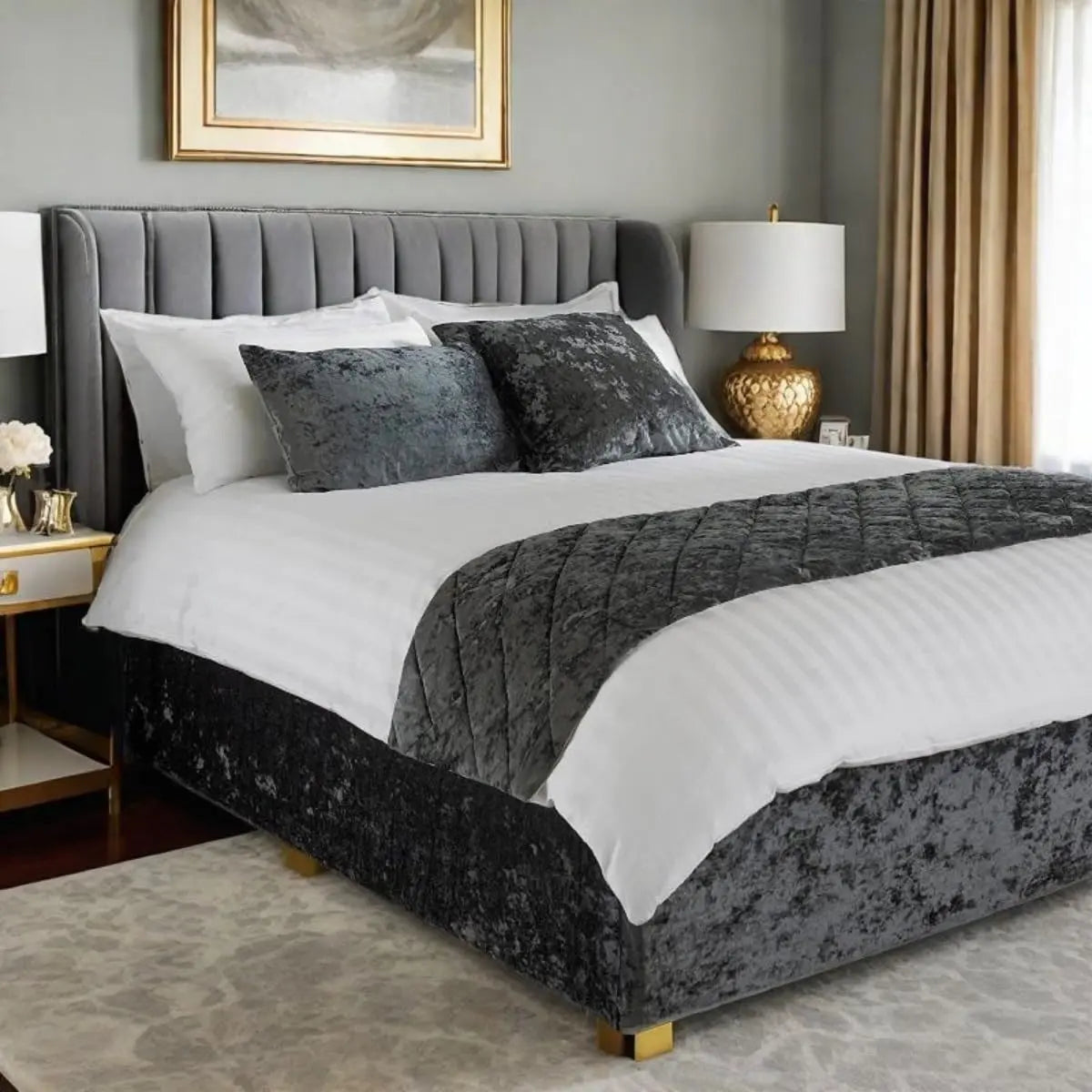 Crushed Velvet Wrap Bed Skirt