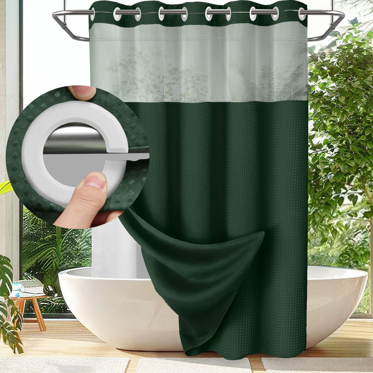 No Hook Shower Curtain