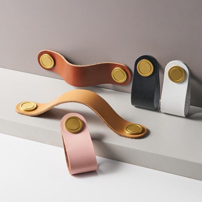 Faux Leather Cabinet Drawer Pulls (4 Pcs)