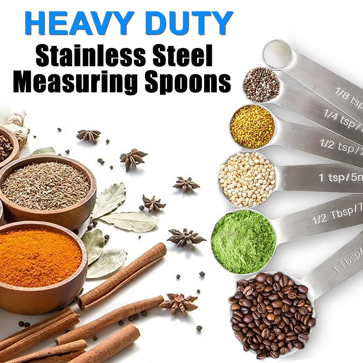 Stainless Steel Measuring Spoons (6 Pcs)