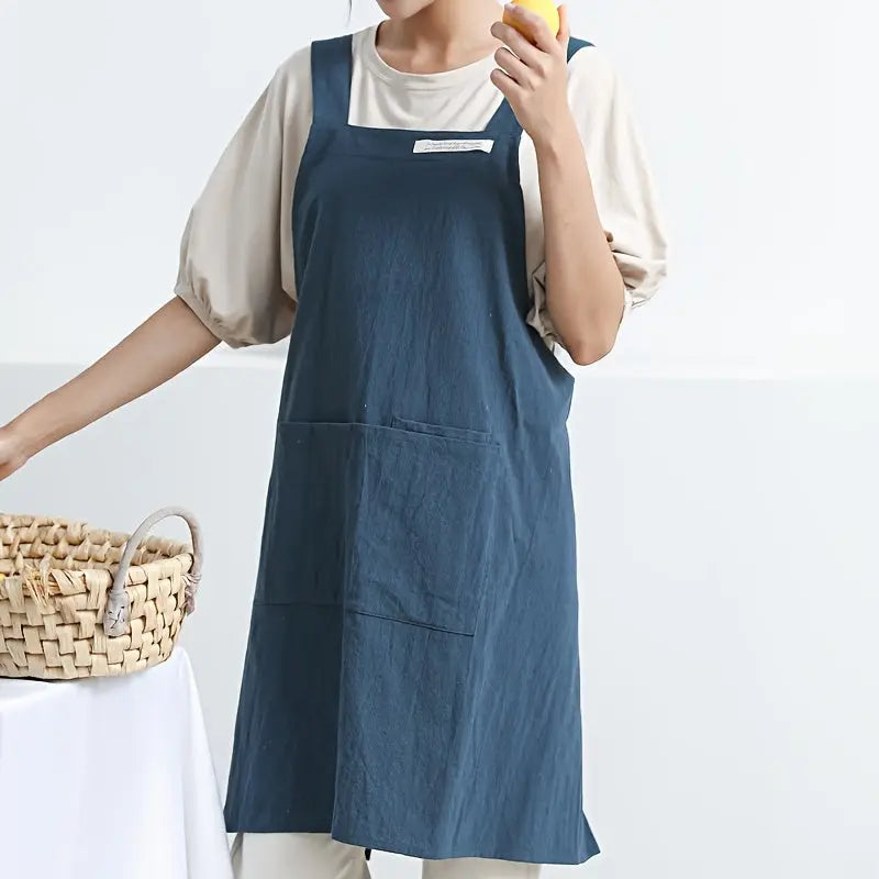 Cross Back Cotton Linen Apron
