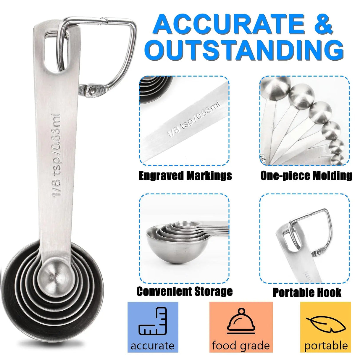 Stainless Steel Measuring Spoons (6 Pcs)
