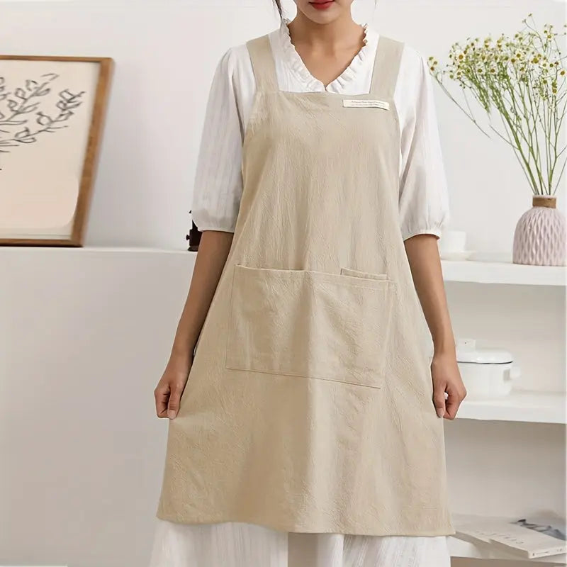 Cross Back Cotton Linen Apron