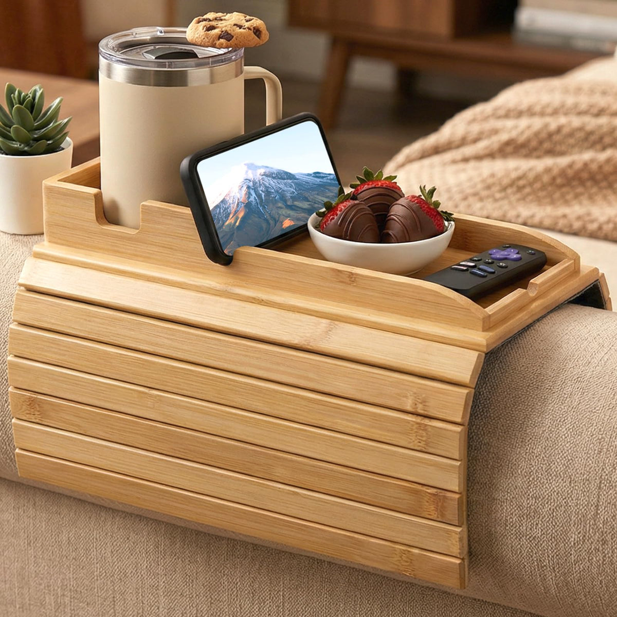 Bamboo Sofa Armrest Tray