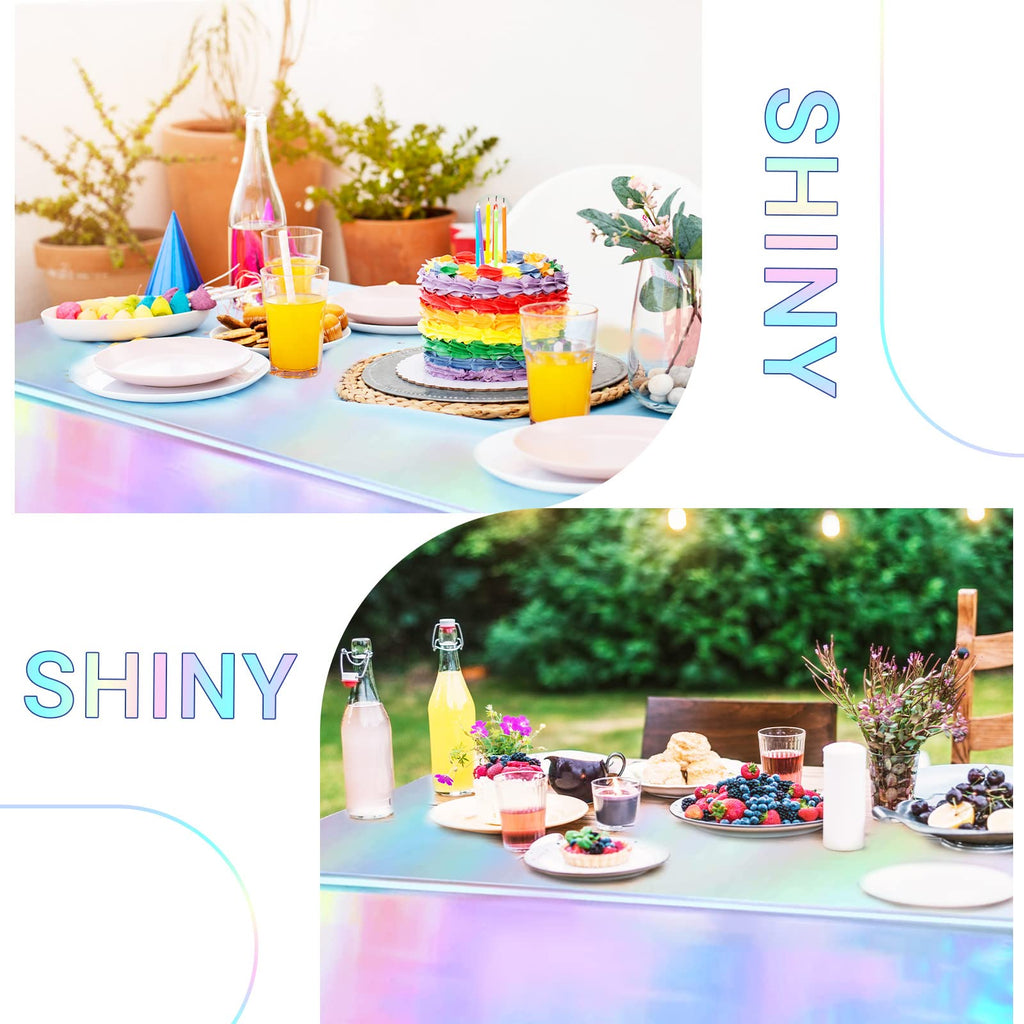 Holographic Rainbow Party Tablecloth (4 Pcs)