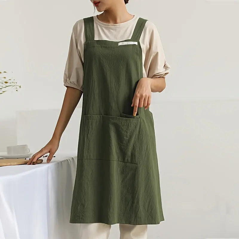 Cross Back Cotton Linen Apron