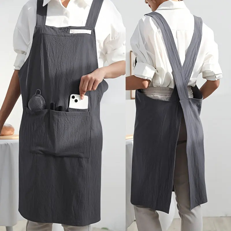 Cross Back Cotton Linen Apron