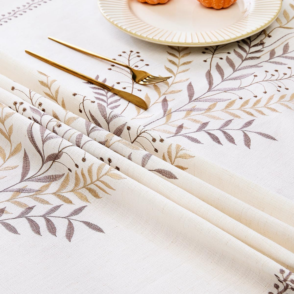 Linen Style Embroidered Tablecloth