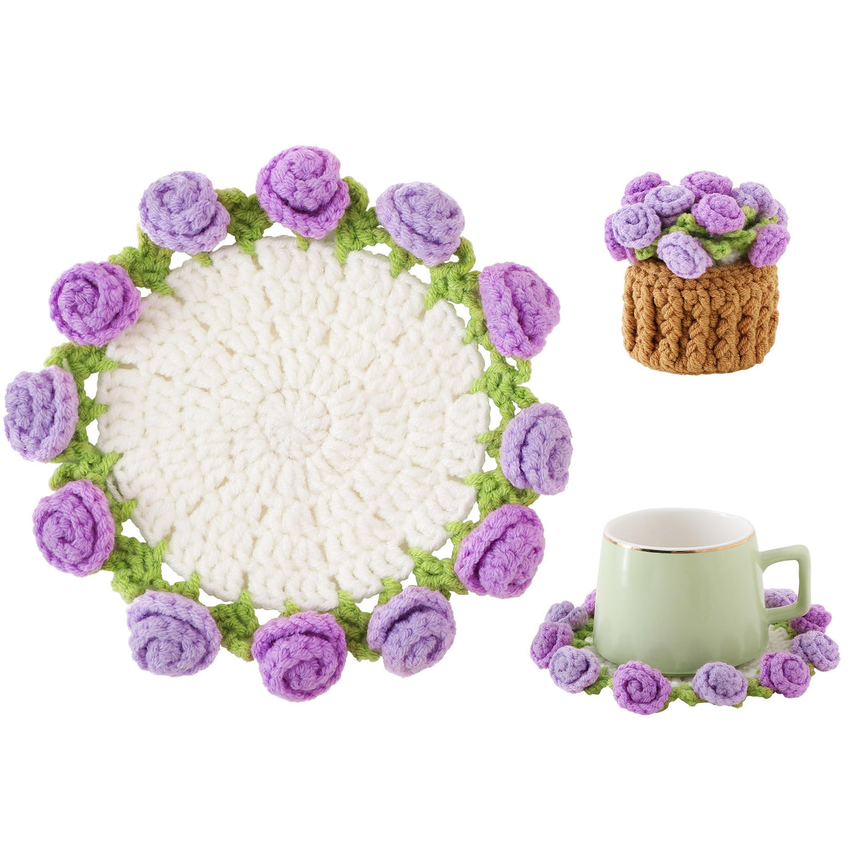 Rose Crochet Coasters