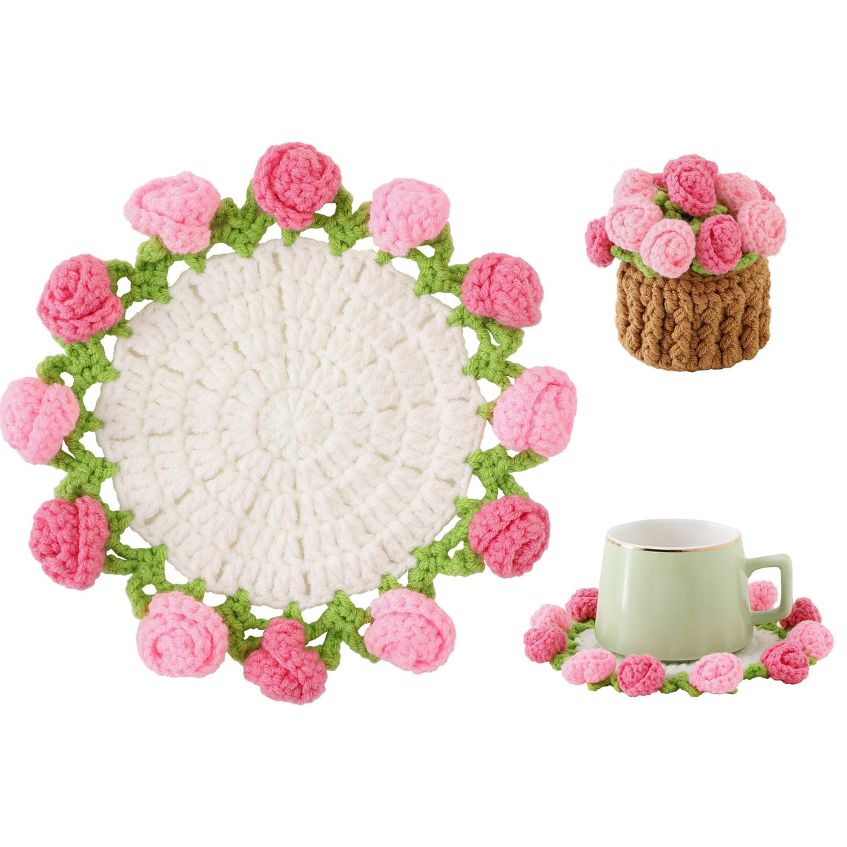 Rose Crochet Coasters