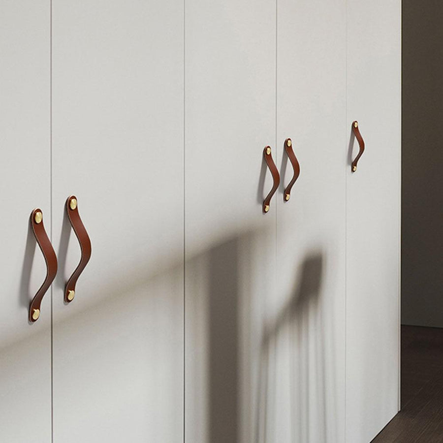 Faux Leather Cabinet Drawer Pulls (4 Pcs)