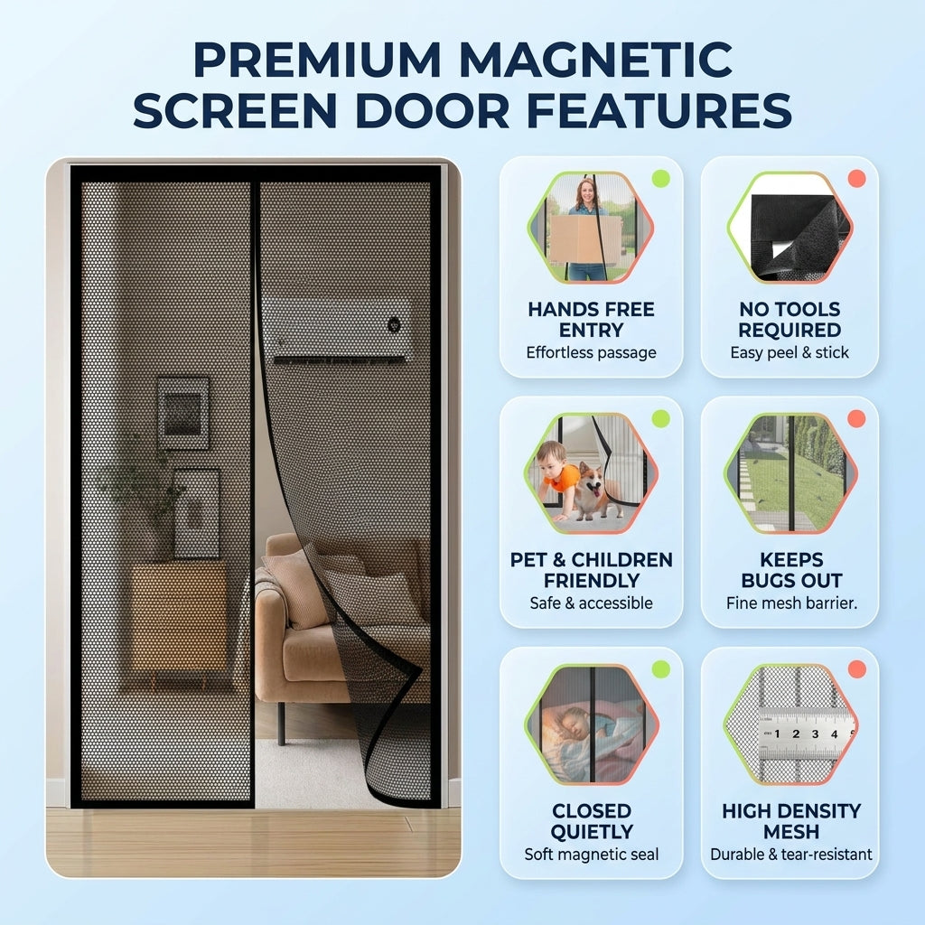 Magnetic Mesh Screen Door