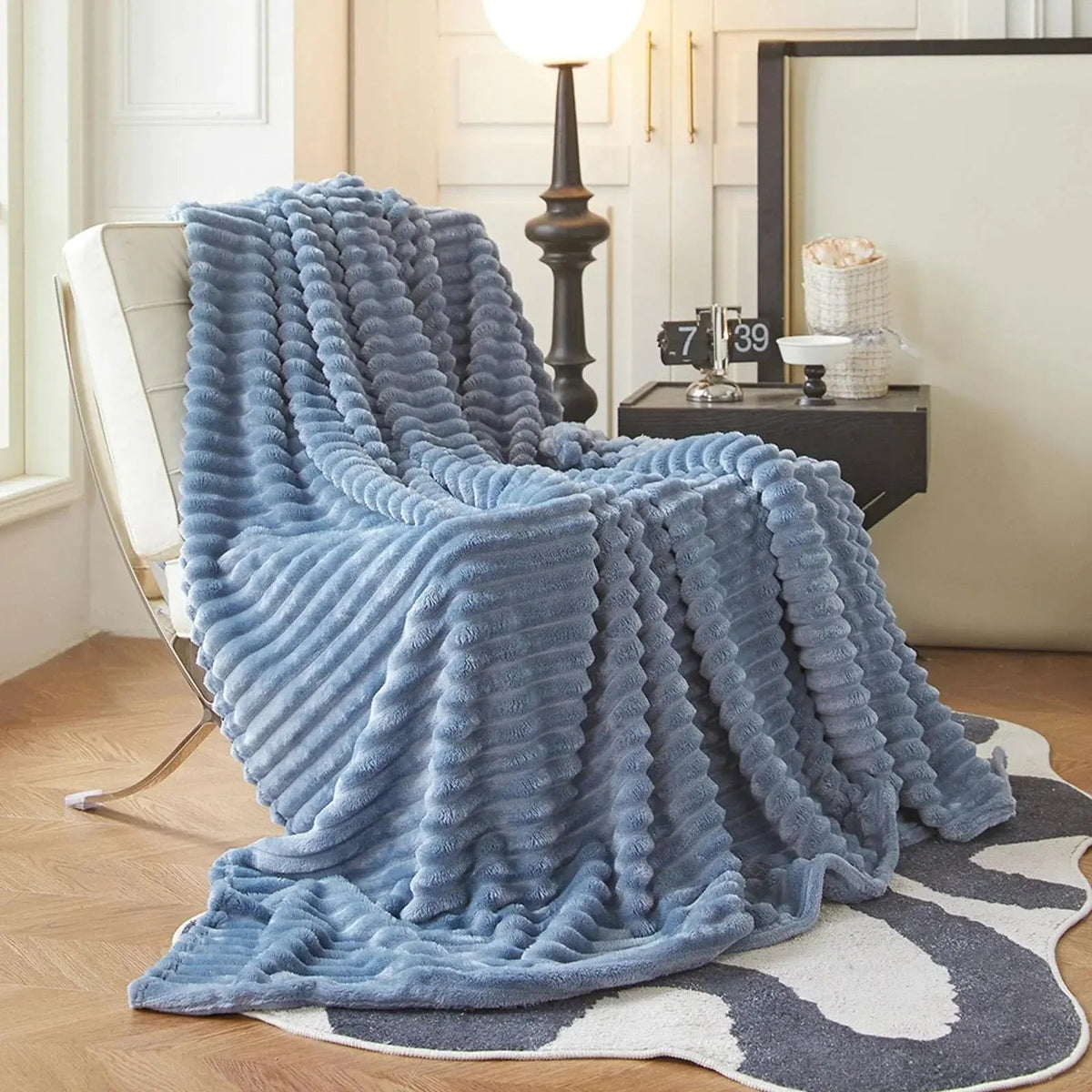 Faux Rabbit Fur Throw Blanket