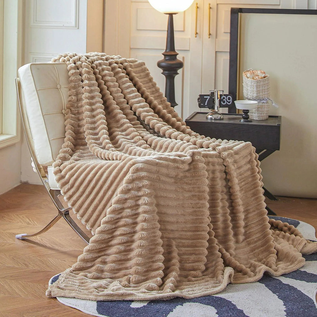 Faux Rabbit Fur Throw Blanket