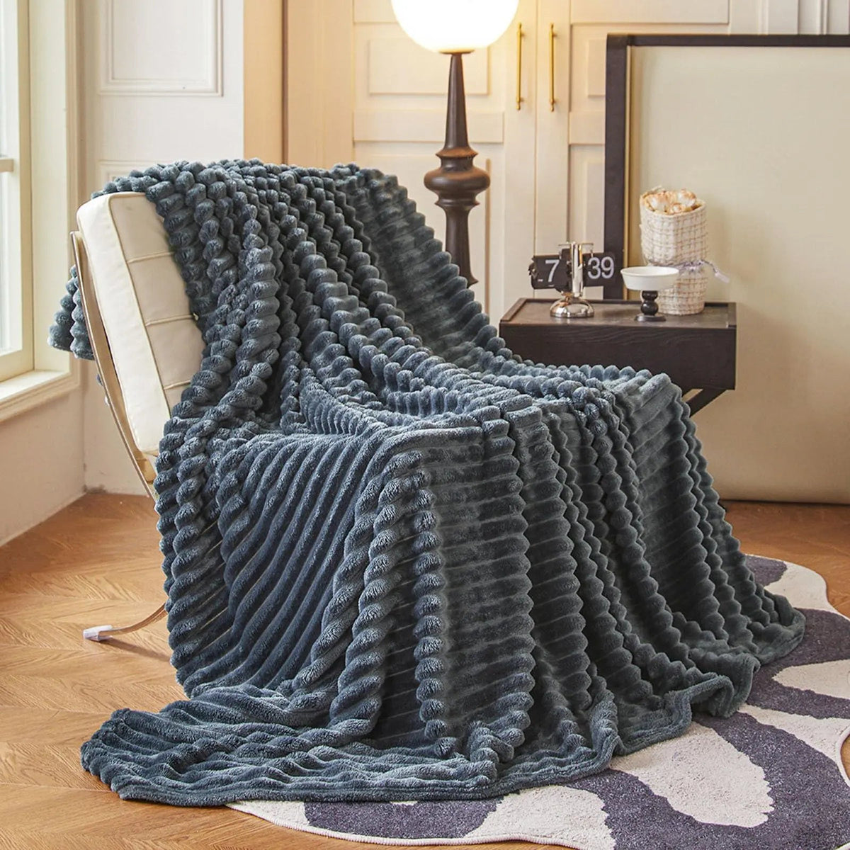Faux Rabbit Fur Throw Blanket