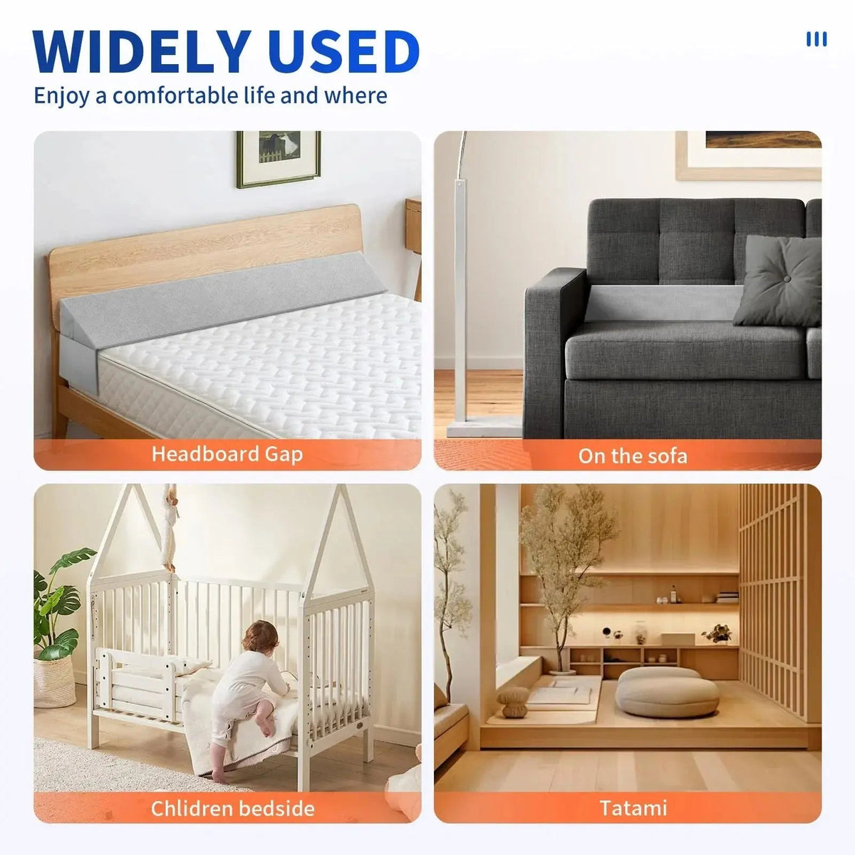 Mattress Gap Pillow with Storage Pockets