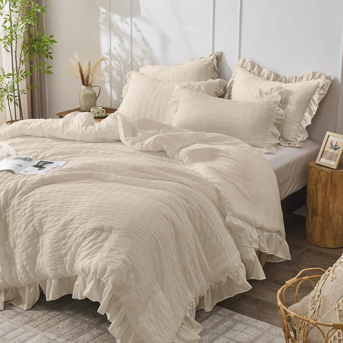 Korean Lace Seersucker Bedding Set