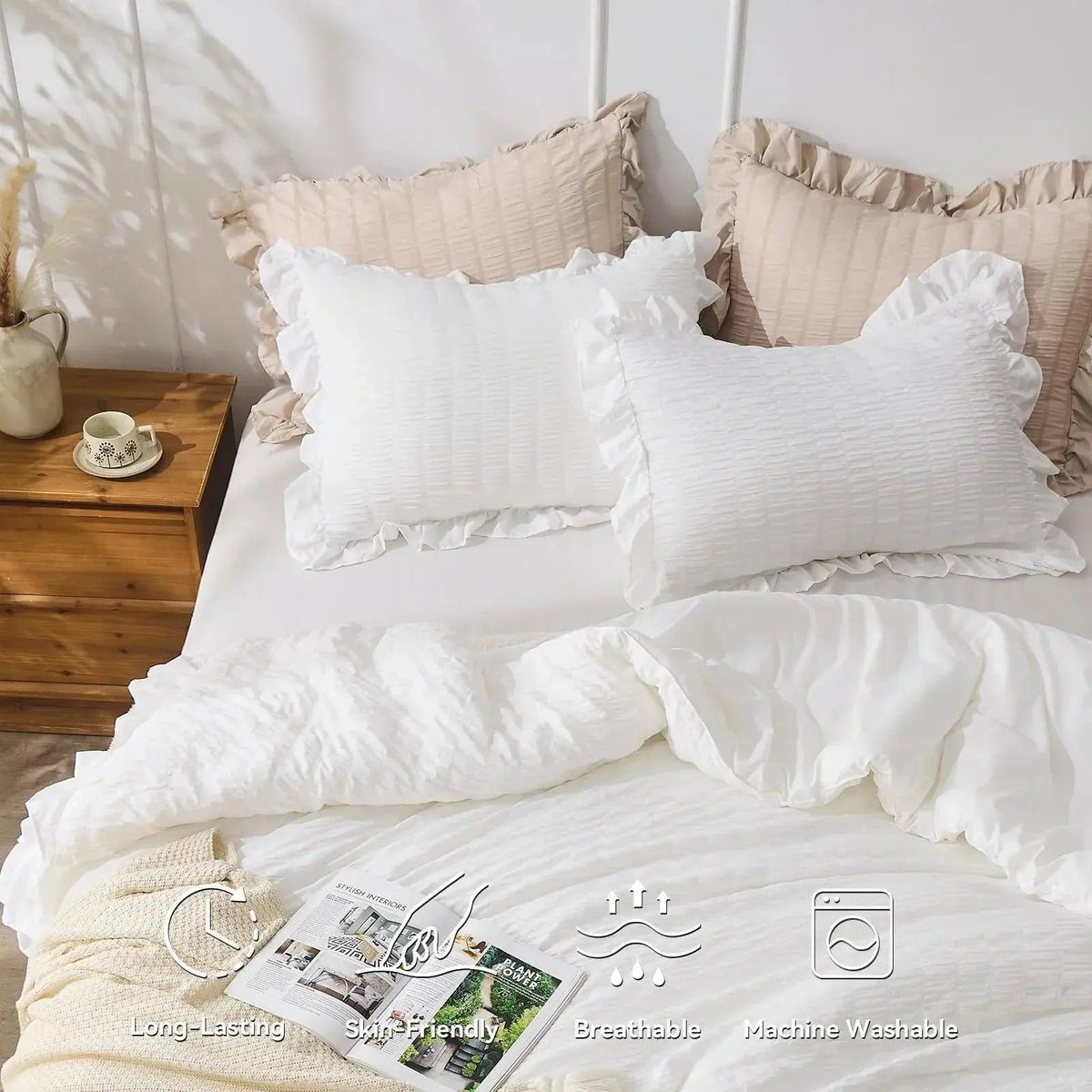 Korean Lace Seersucker Bedding Set