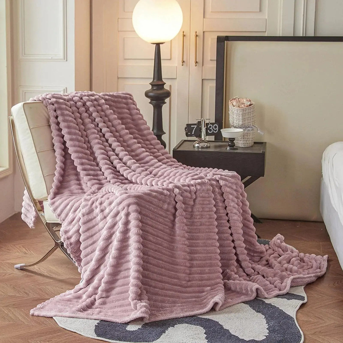 Faux Rabbit Fur Throw Blanket
