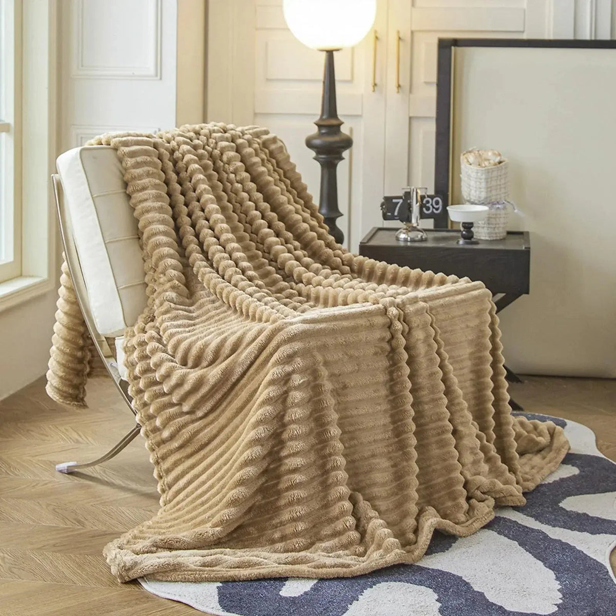 Faux Rabbit Fur Throw Blanket