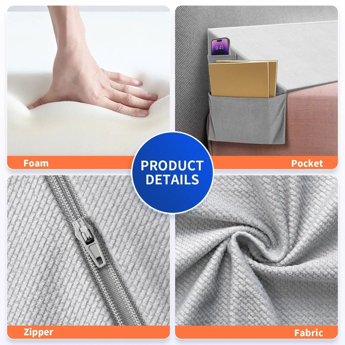 Mattress Gap Pillow with Storage Pockets