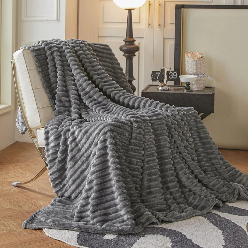 Faux Rabbit Fur Throw Blanket