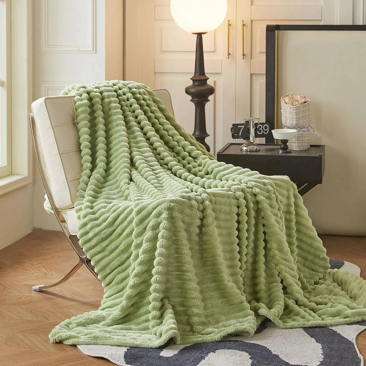 Faux Rabbit Fur Throw Blanket