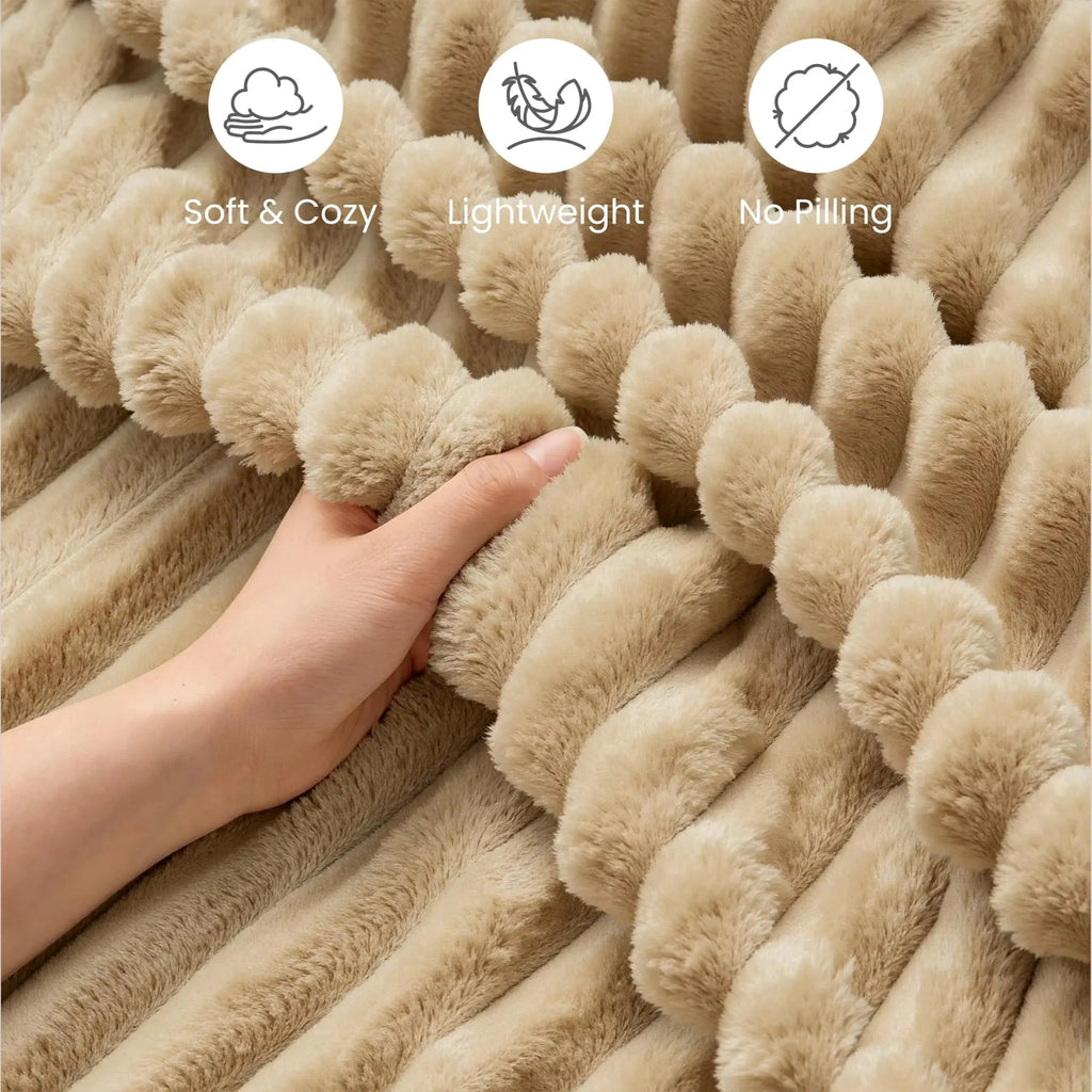 Faux Rabbit Fur Throw Blanket