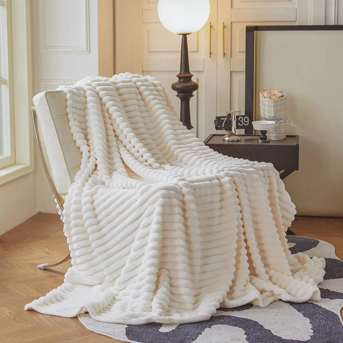 Faux Rabbit Fur Throw Blanket