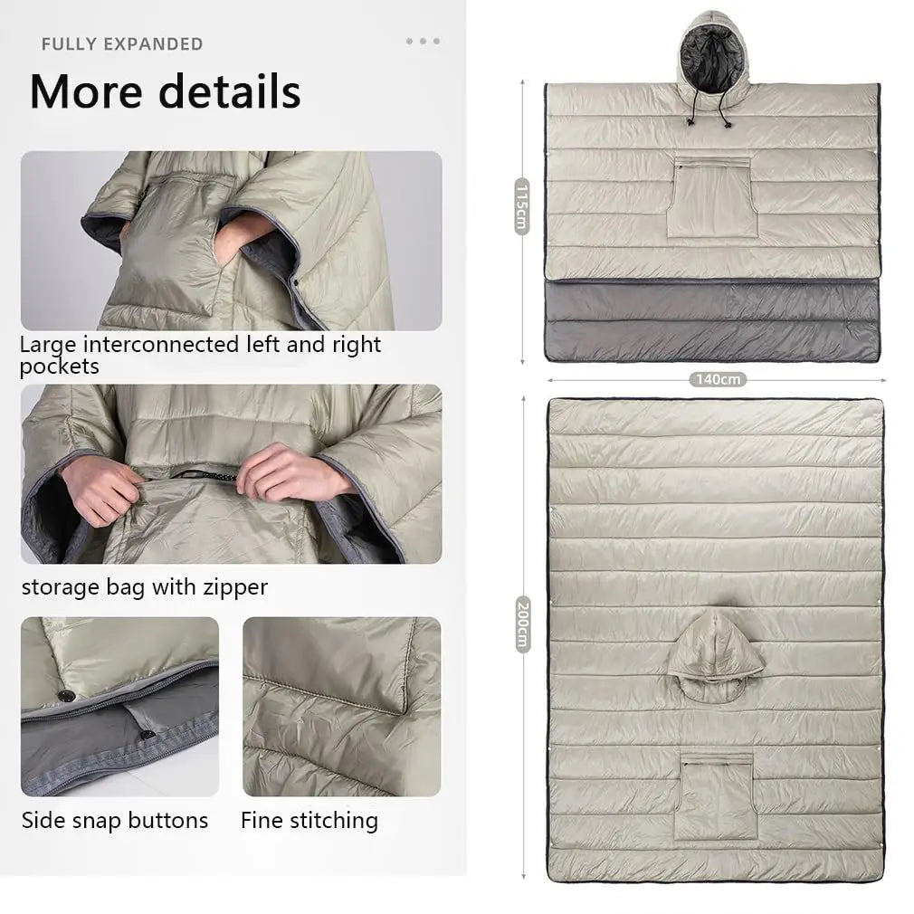 Hooded Camping Blanket Poncho