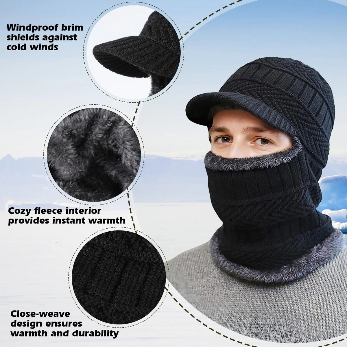Winter Fleece Balaclava Beanie